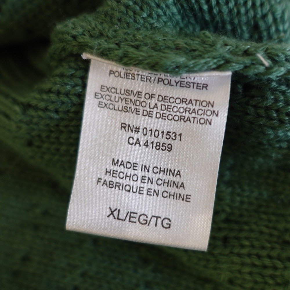 Vintage Y2K Green Loop‎ Knit Pearl Embellished Open Cardigan XL Shaggy Sweater - Picture 6 of 9
